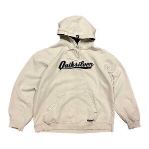 Vintage Quiksilver Hoodie Size Medium Cream White Sweatshirt Y2K Skate Surf BH